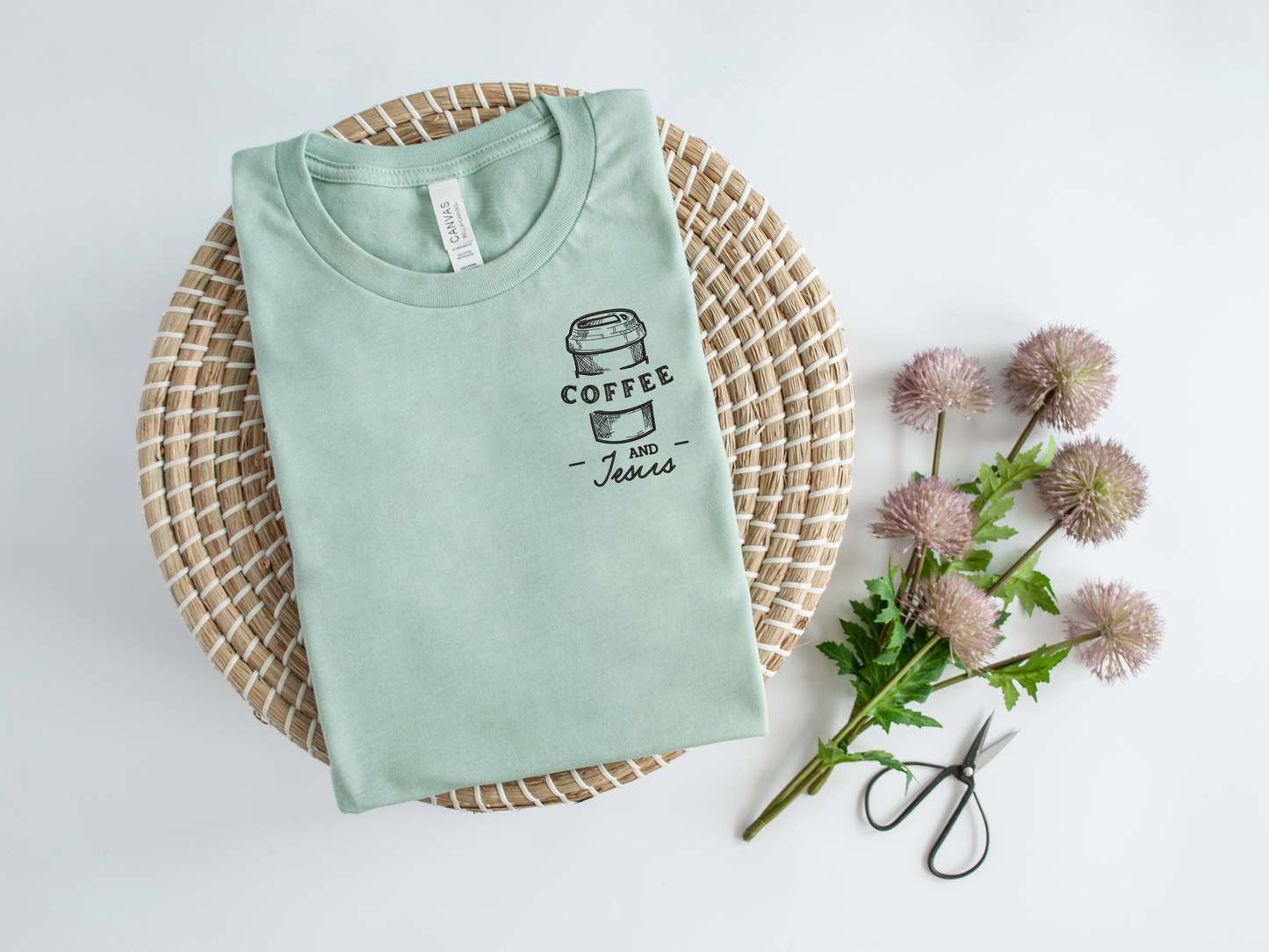 Coffee and Jesus Embroidered T-shirt