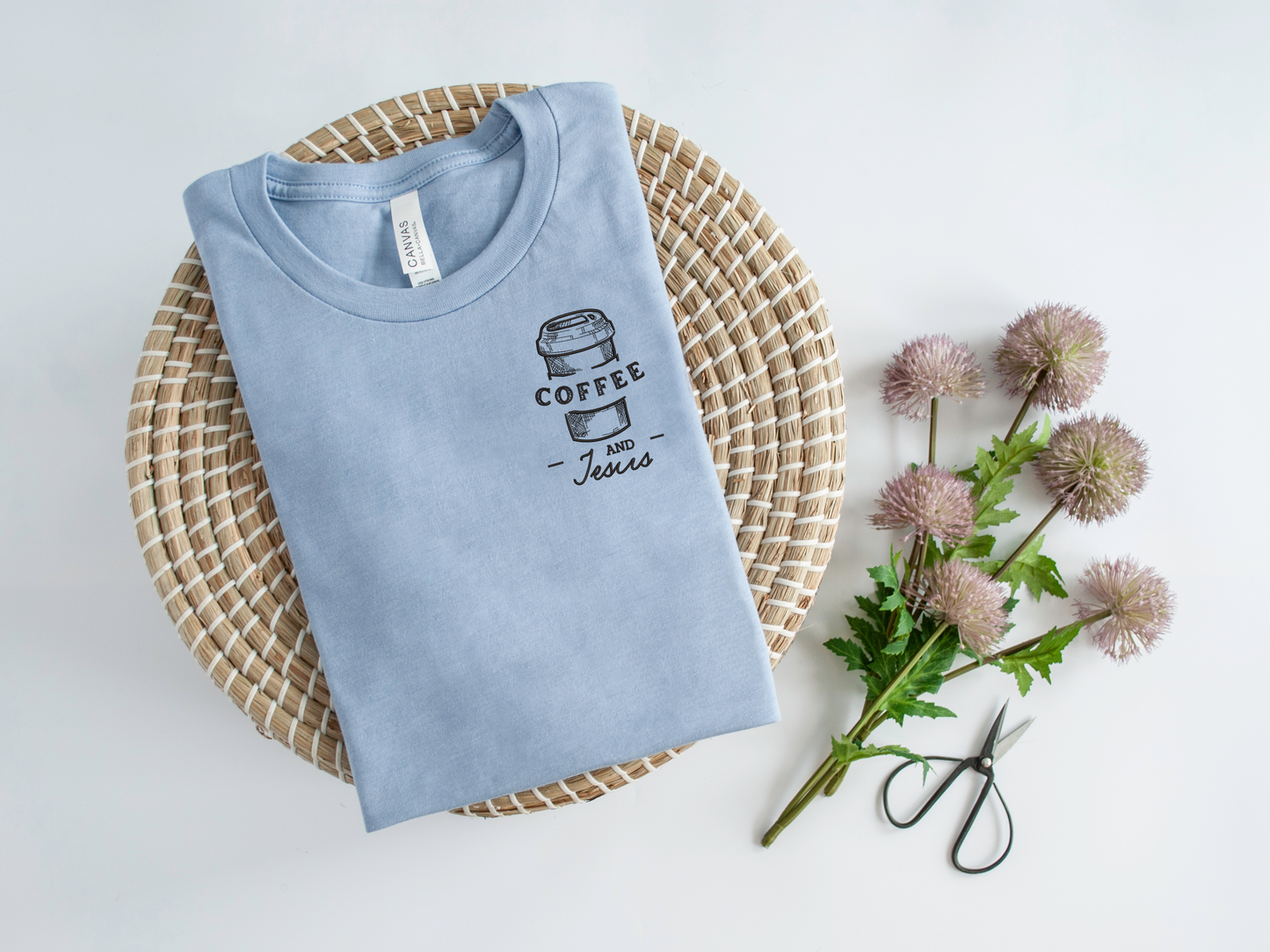 Coffee and Jesus Embroidered T-shirt