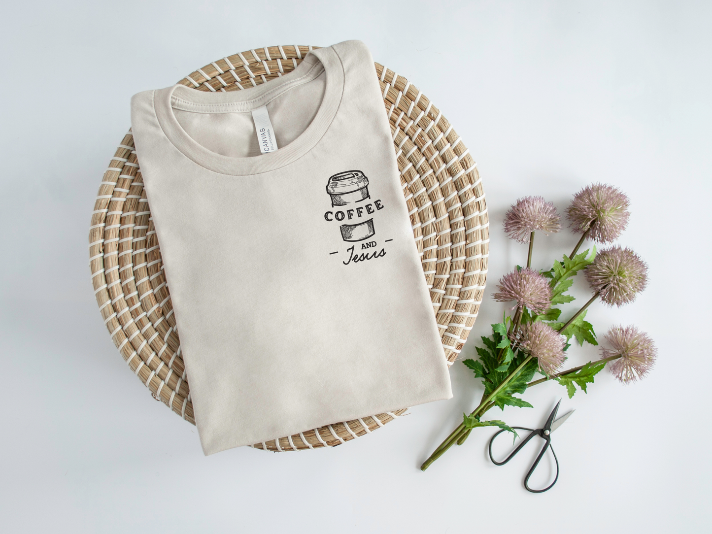 Coffee and Jesus Embroidered T-shirt