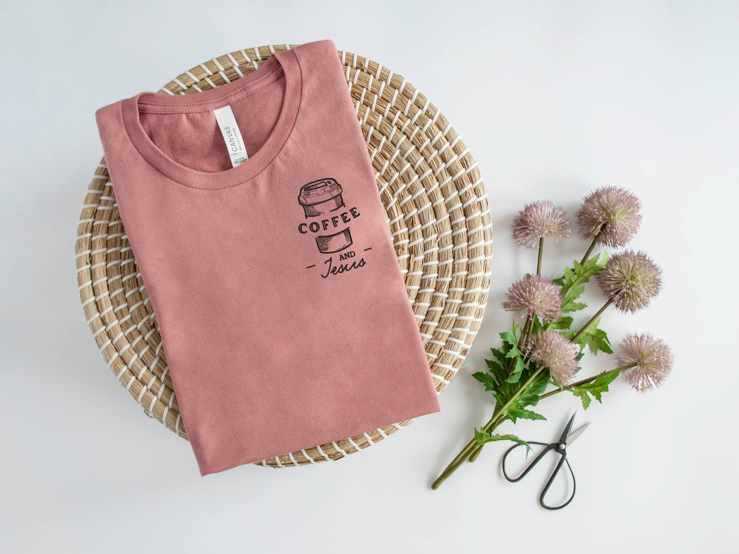 Coffee and Jesus Embroidered T-shirt