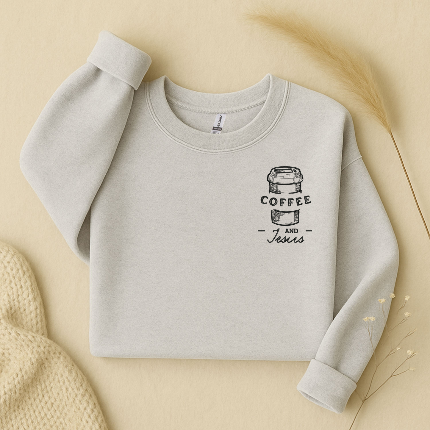 Coffee and Jesus Embroidered Sweatshirt