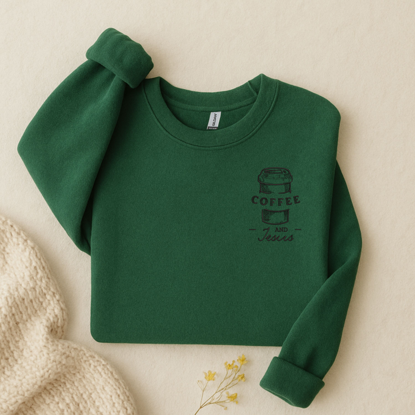Coffee and Jesus Embroidered Sweatshirt