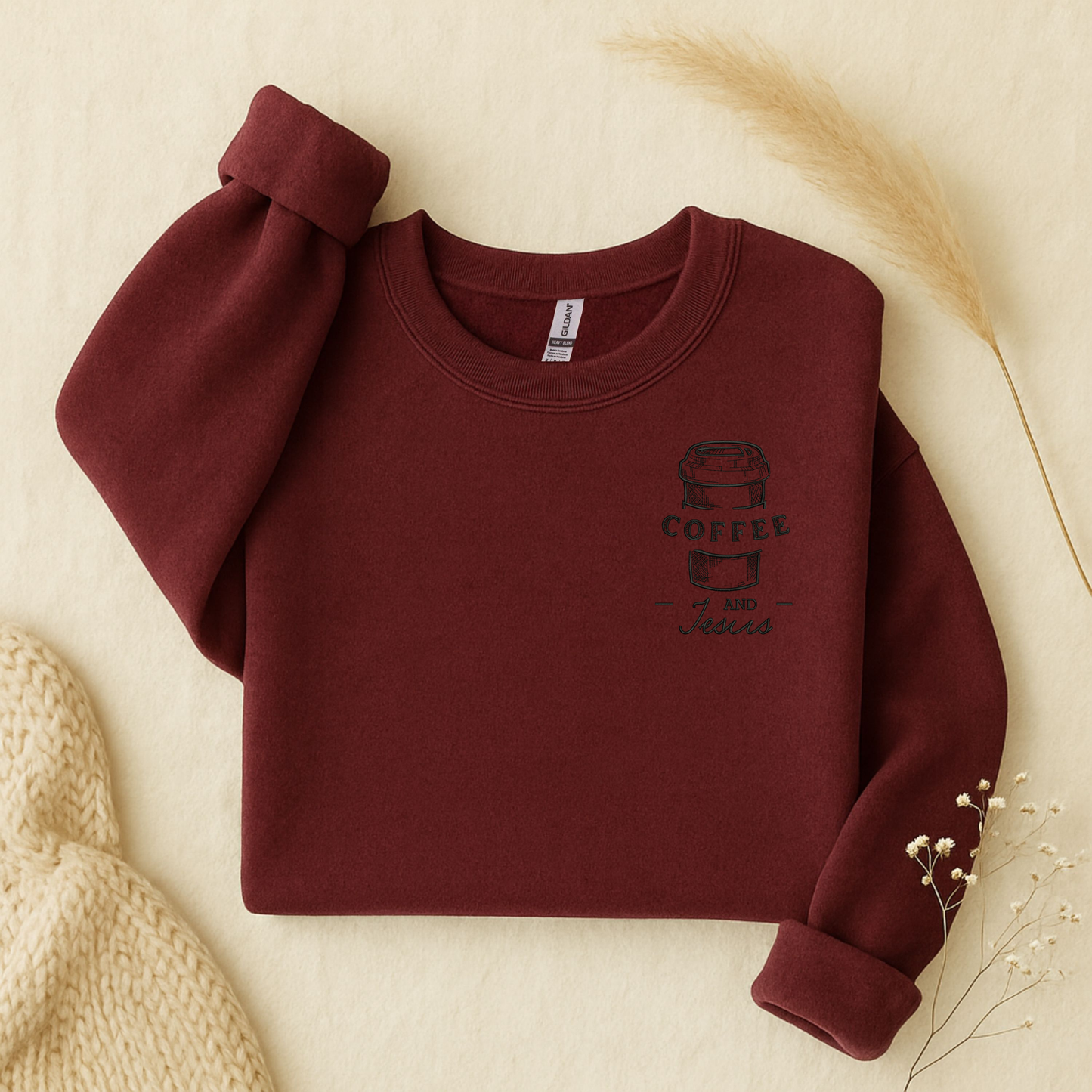 Coffee and Jesus Embroidered Sweatshirt