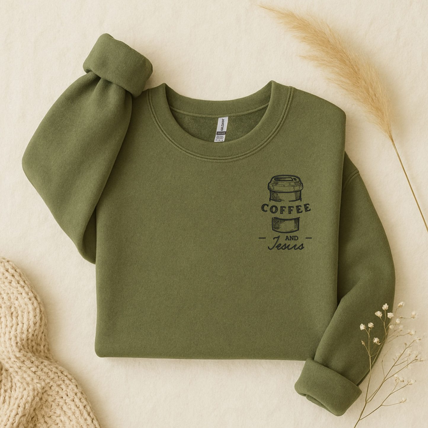 Coffee and Jesus Embroidered Sweatshirt