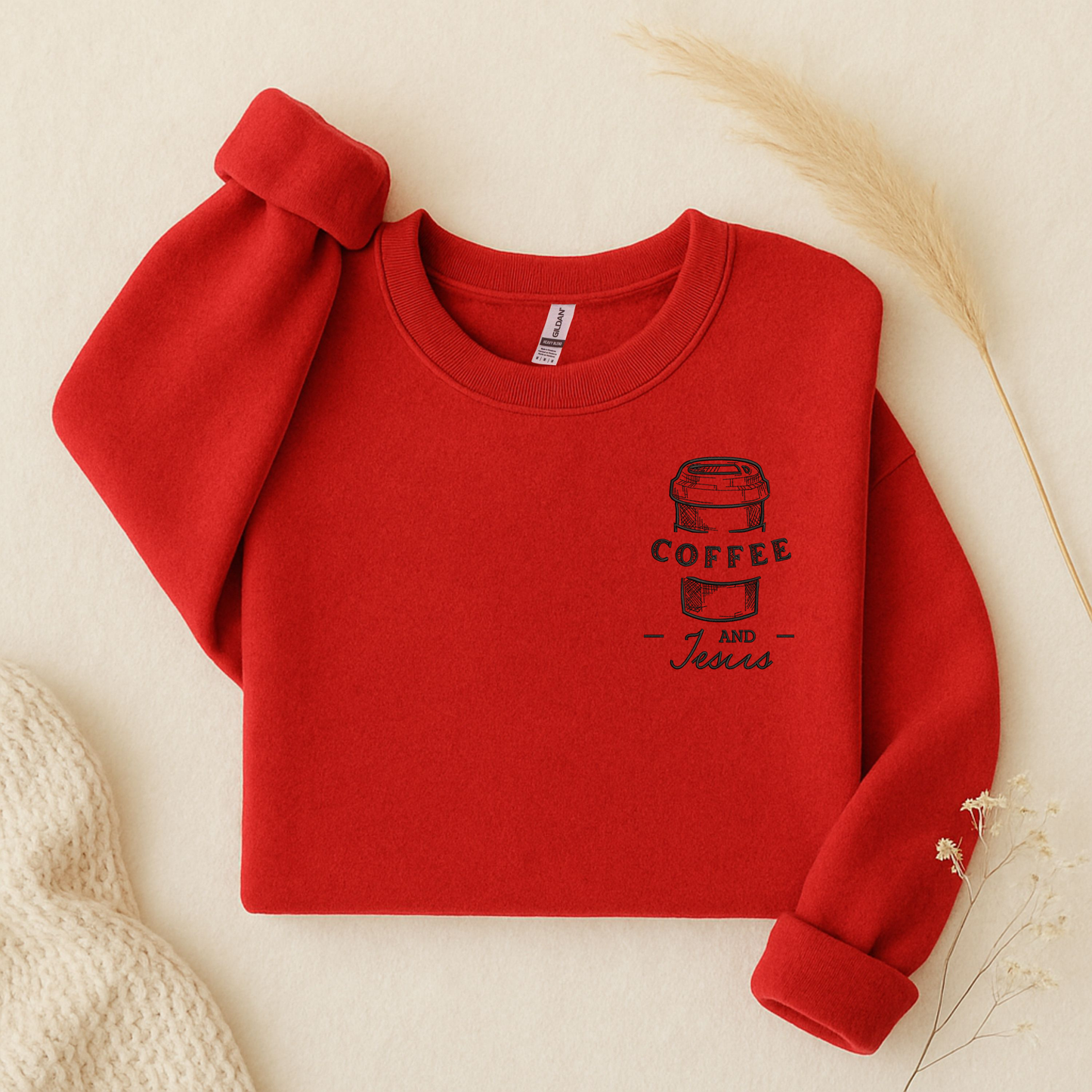 Coffee and Jesus Embroidered Sweatshirt