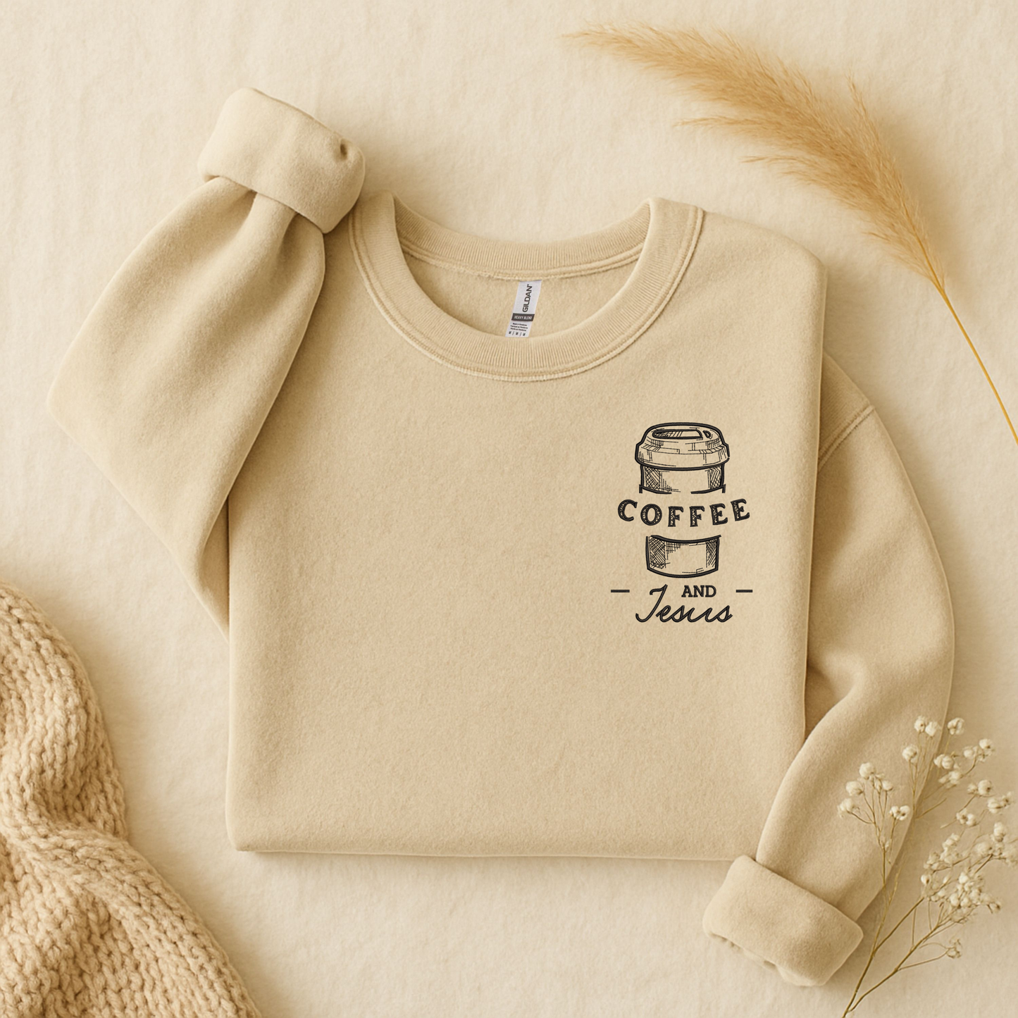 Coffee and Jesus Embroidered Sweatshirt