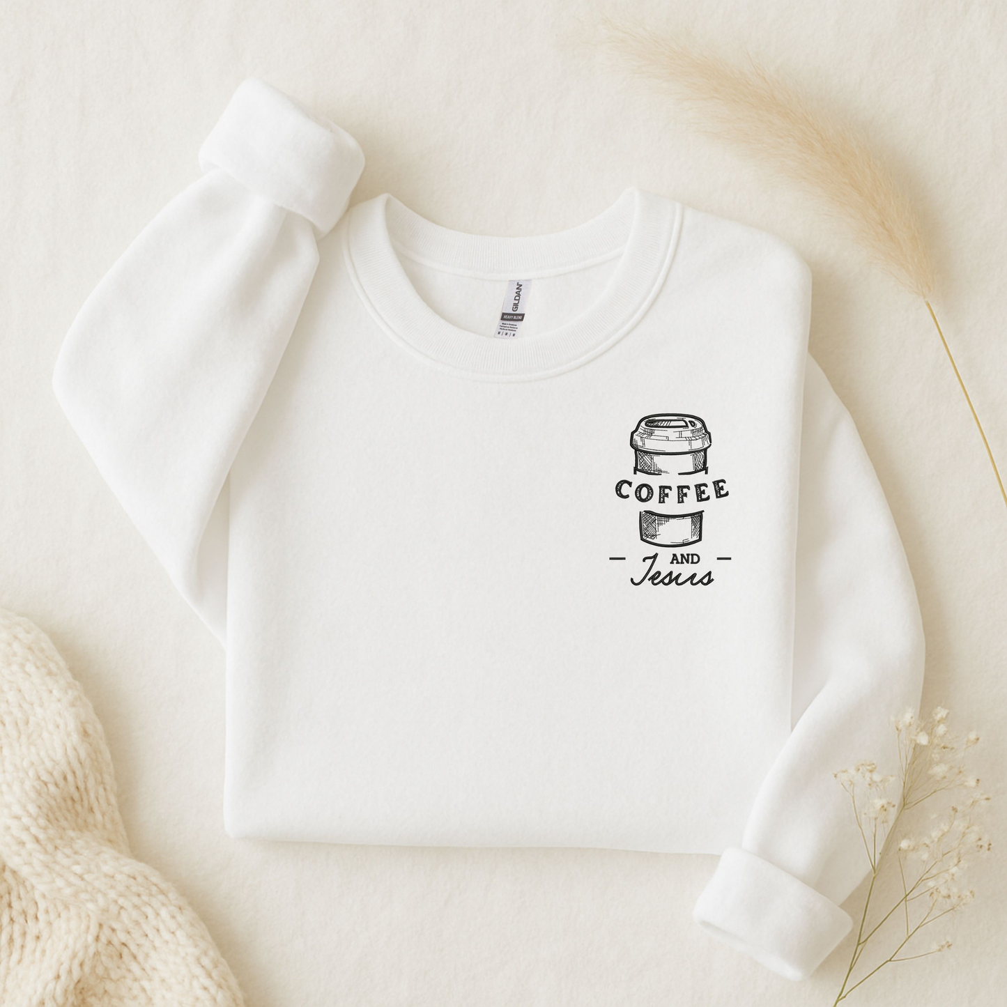 Coffee and Jesus Embroidered Sweatshirt