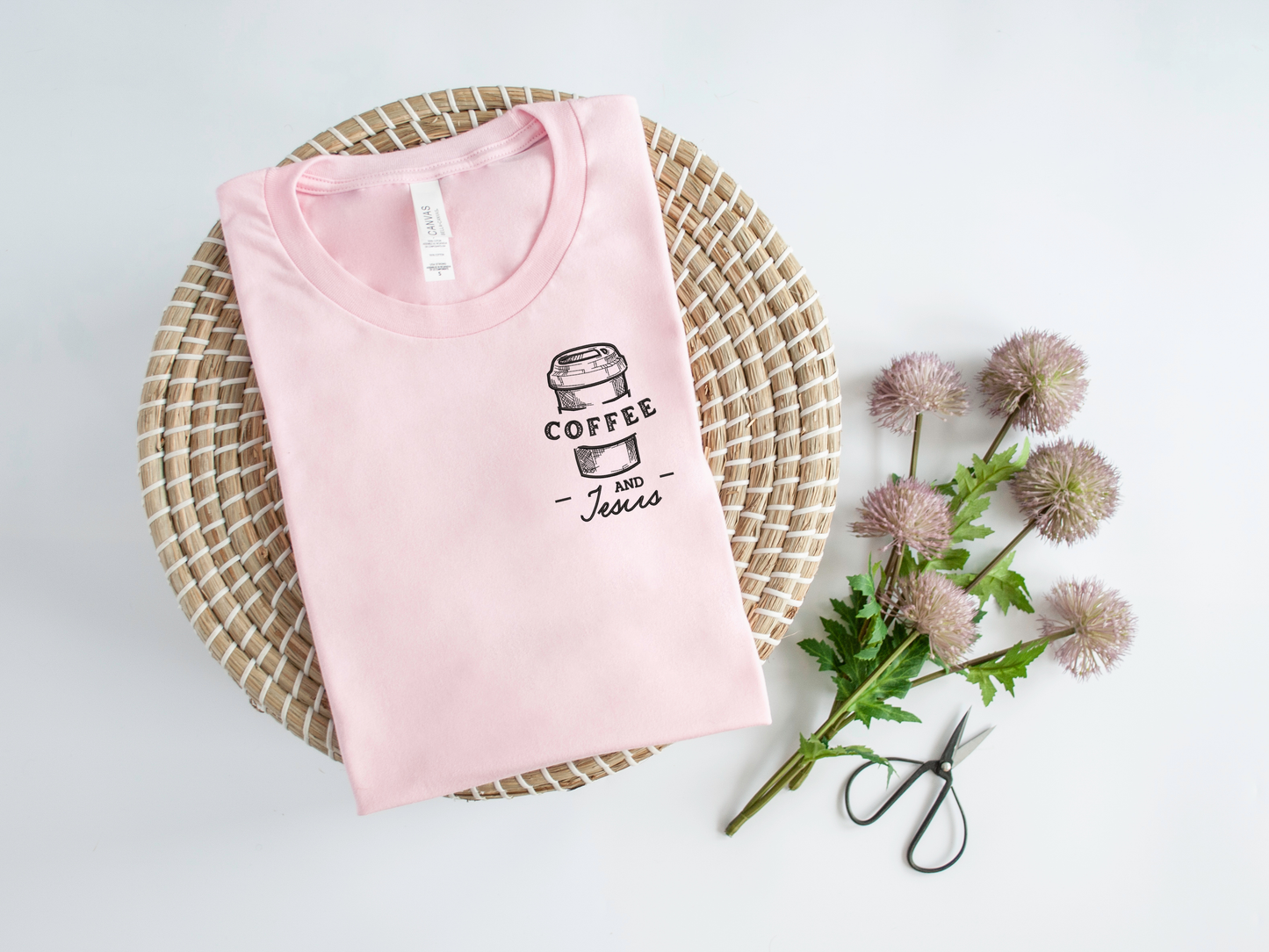 Coffee and Jesus Embroidered T-shirt