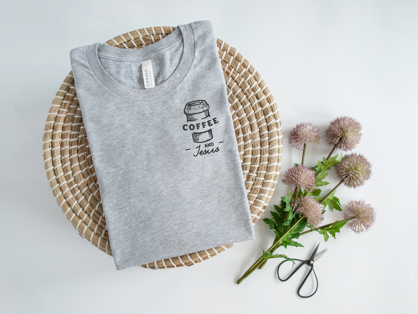 Coffee and Jesus Embroidered T-shirt